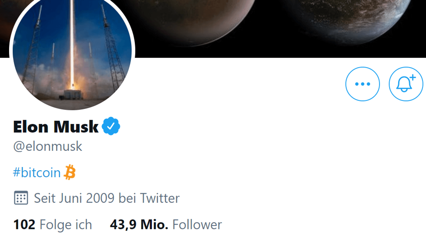 Elon Musks Twitterprofil: "#Bitcoin".