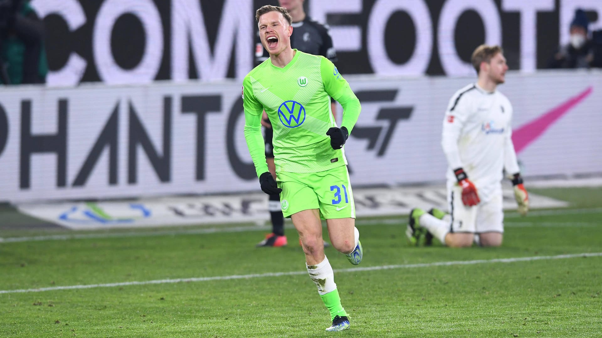 Weiter in der Erfolgsspur: Wolfsburgs Yannick Gerhardt feiert seinen Treffer gegen Freiburg. Weiter in der Erfolgsspur: Wolfsburgs Yannick Gerhardt feiert seinen Treffer gegen Freiburg.