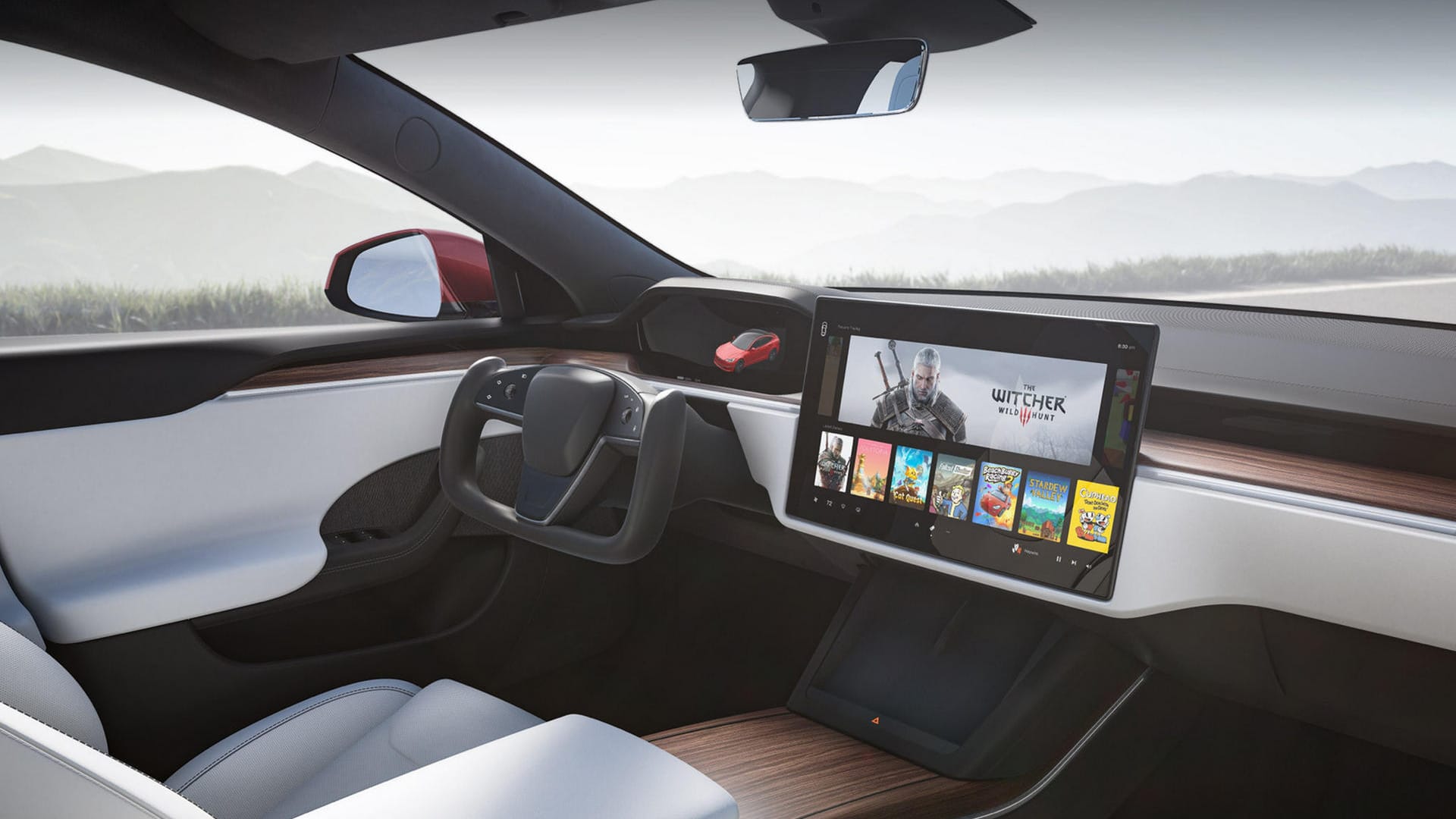 Aufgeräumteres Cockpit: Der große Touchscreen liegt nun quer, das Steuer erhält eine neue Form.