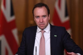 Matt Hancock, Gesundheitsminister von Großbritannien, spricht während einer Pressekonferenz zur Corona-Pandemie in der Downing Street.