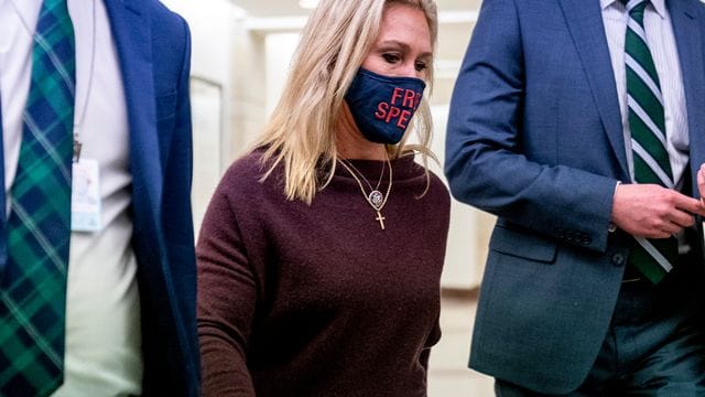 Marjorie Taylor Greene aus dem Bundesstaat Georgia hat seit Januar einen Sitz im Repräsentantenhaus. Marjorie Taylor Greene aus dem Bundesstaat Georgia hat seit Januar einen Sitz im Repräsentantenhaus.