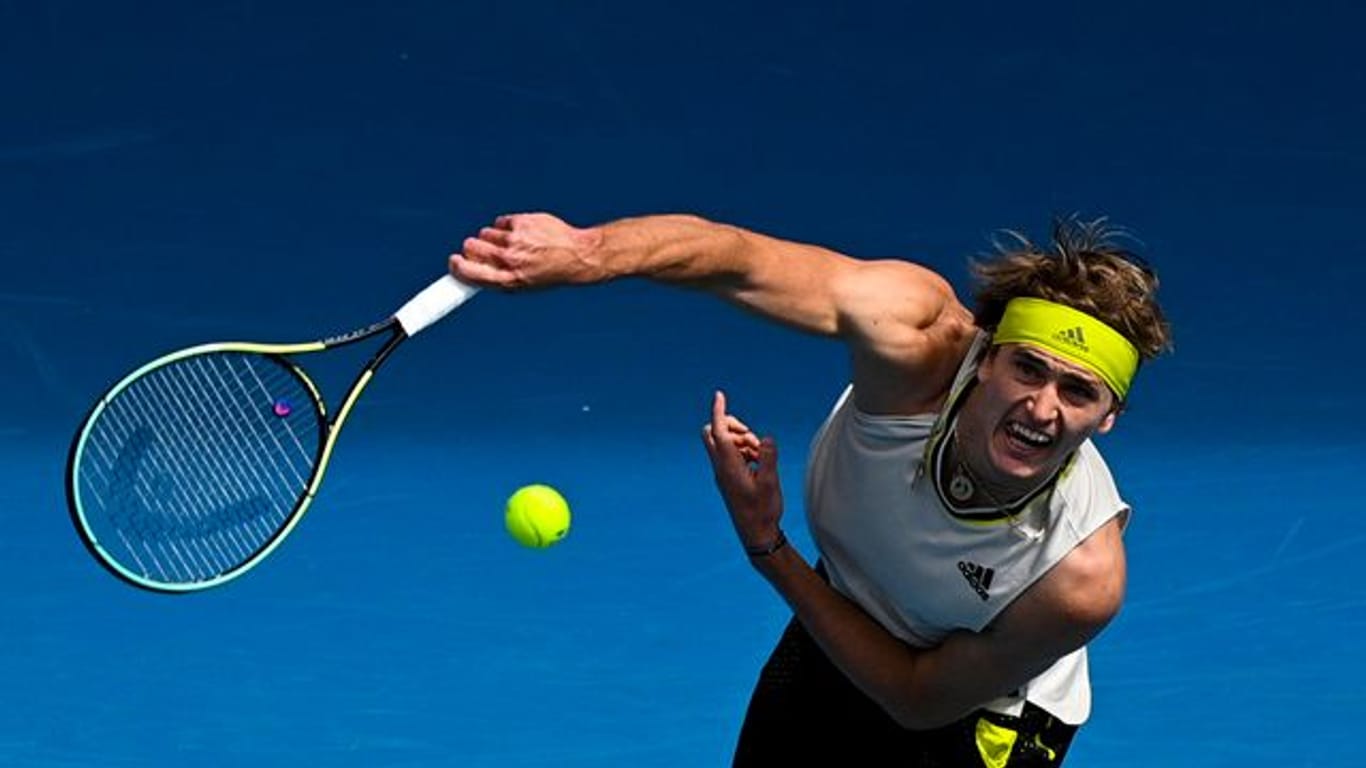 Steht bei den Australian Open in der zweiten Runde: Alexander Zverev in Aktion.