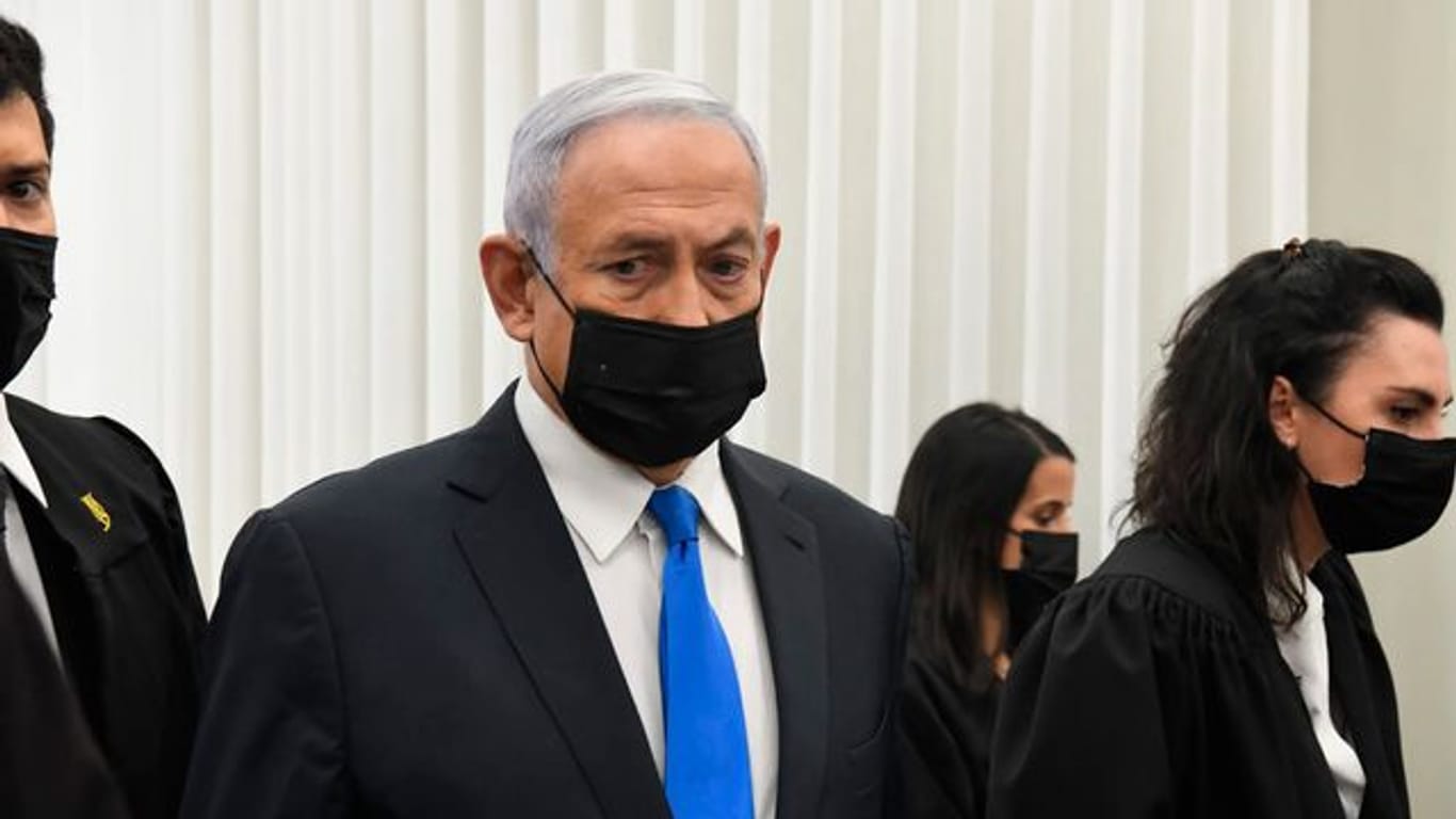 Israels Premierminister Benjamin Netanjahu bei der Anhörung im Korruptionsprozess in Jerusalem.