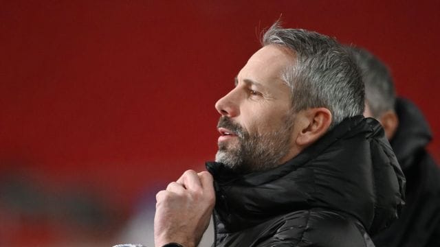 Muss mit seinem Team in Budapest gegen Manchester United antreten: Gladbach-Coach Marco Rose. Muss mit seinem Team in Budapest gegen Manchester United antreten: Gladbach-Coach Marco Rose.