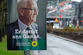 Wahlplakat mit Winfried Kretschmann: Der Wahlkampf findet dieses Jahr vor allem digital statt.