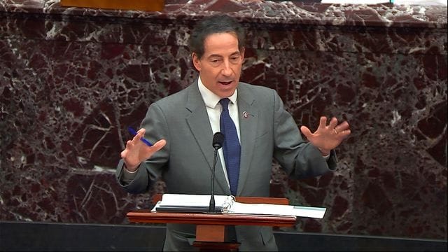 Jamie Raskin, oberster Anklagevertreter der Demokraten im Repräsentantenhaus: "Donald Trump hat ein schweres Verbrechen gegen unsere Verfassung und unser Volk begangen. Jamie Raskin, oberster Anklagevertreter der Demokraten im Repräsentantenhaus: "Donald Trump hat ein schweres Verbrechen gegen unsere Verfassung und unser Volk begangen.