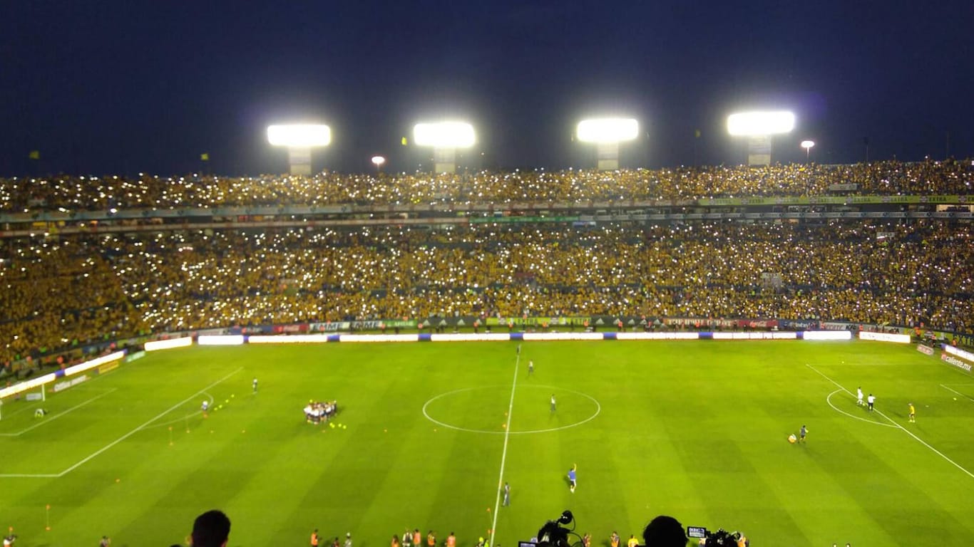 Das voll besetzte Estadio Universitario erstrahlt in Gelb, wenn die Fans da sind.