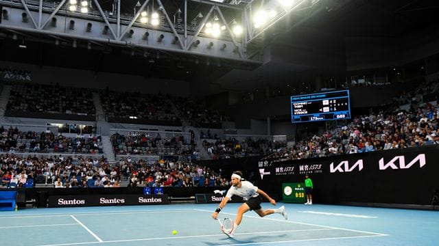 Dominic Thiem aus Österreich in Aktion, noch vor Publikum.