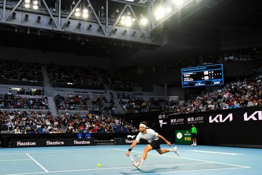 Dominic Thiem aus Österreich in Aktion, noch vor Publikum.