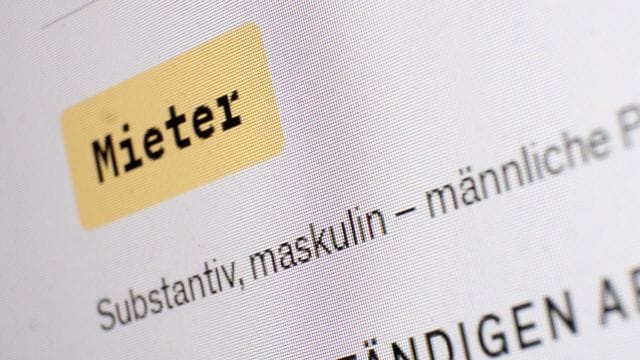 Der Eintarg für Mieter im Online-Duden.