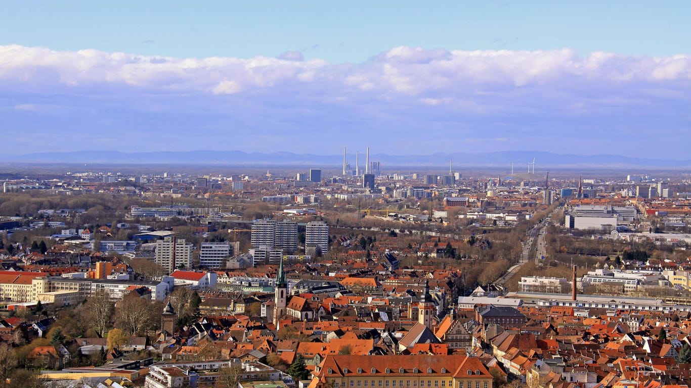 Karlsruhe: Blick vom Turmberg über die Stadt