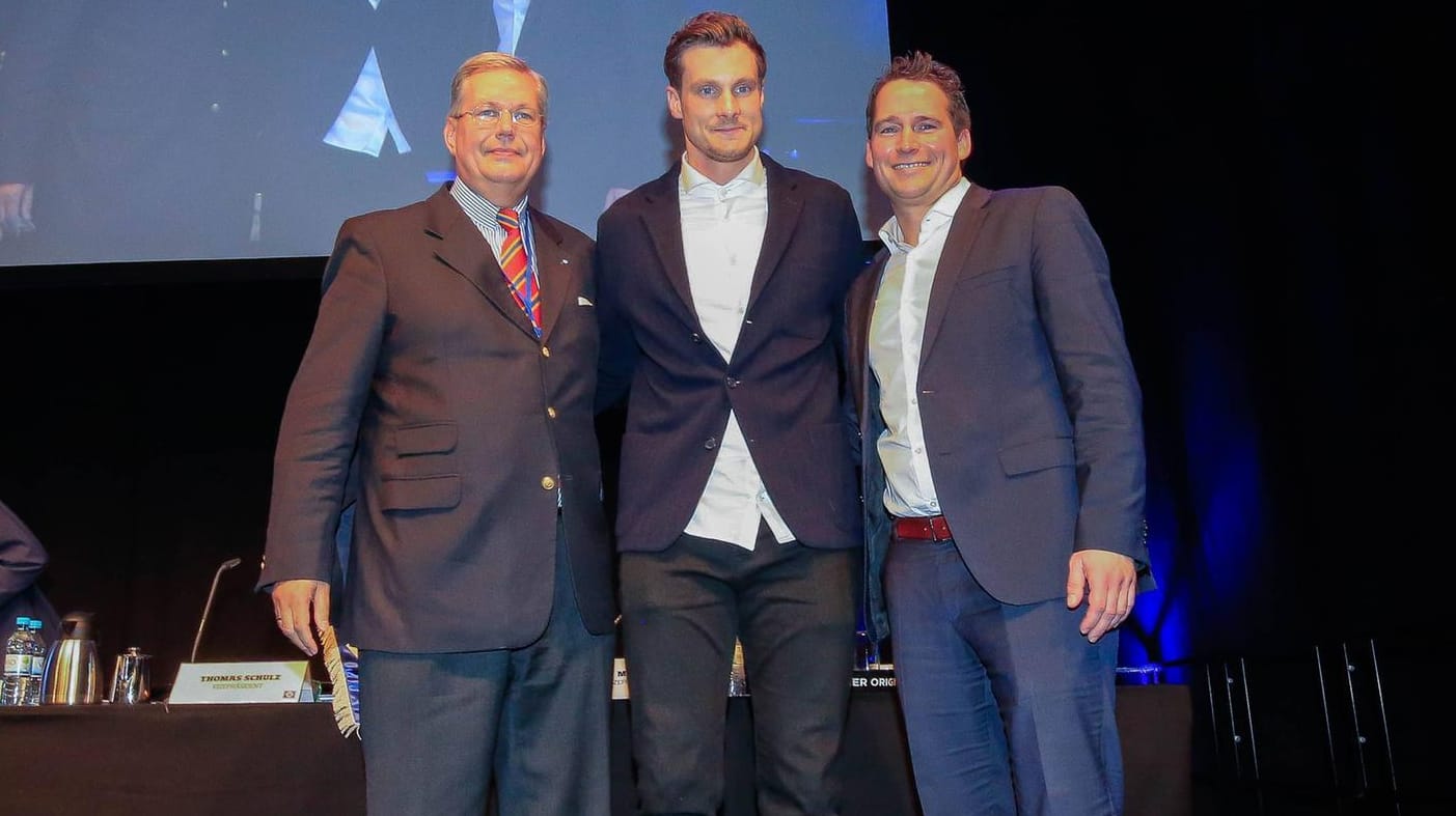 Traten am Dienstagabend zurück: Das HSV-Präsidium um Thomas Schulz (li.), Präsident Marcell Jansen (Mi.) und Moritz Schaefer.