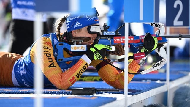 Visiert mit Erik Lesser eine WM-Medaille in der Biathlon-Mixed-Staffel an: Franziska Preuß.