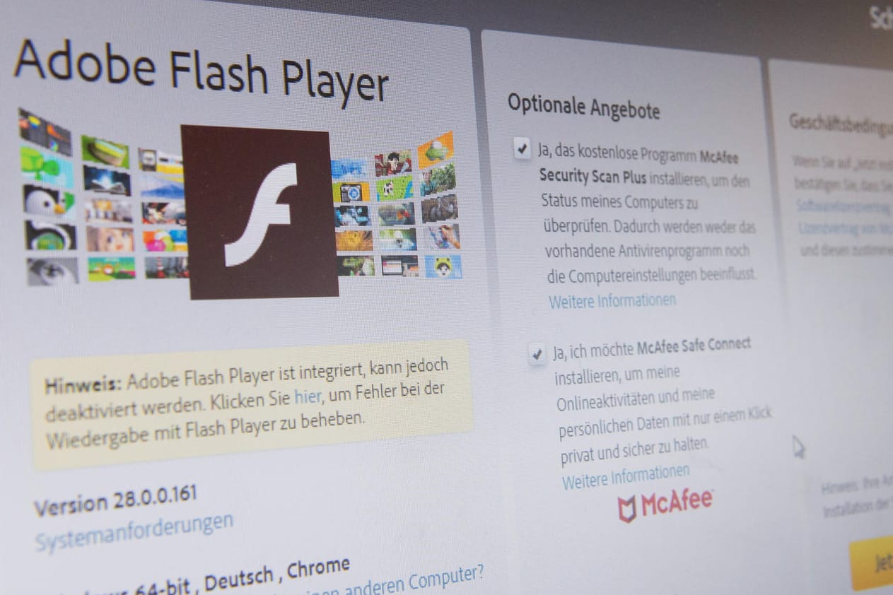 Der Flash Player: Microsoft hat damit begonnen, die Adobe-Software per automatischem Update von Windows-Rechnern zu entfernen.