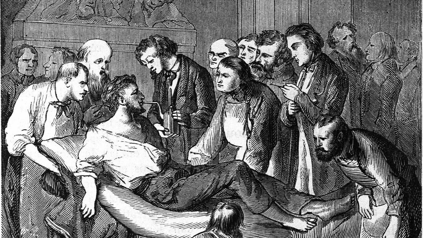 Ein Patient wird von William Thomas Green Morton narkotisiert: Für Patienten war die Betäubung eine große Erleichterung.