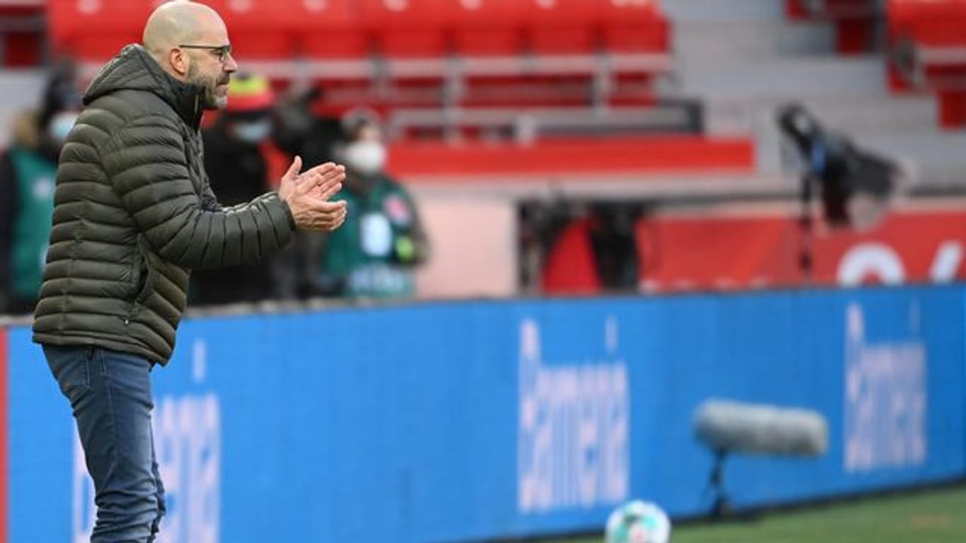 Leverkusens Trainer Peter Bosz muss in Augsburg weiter auf Torhüter Lukas Hradecky verzichten.