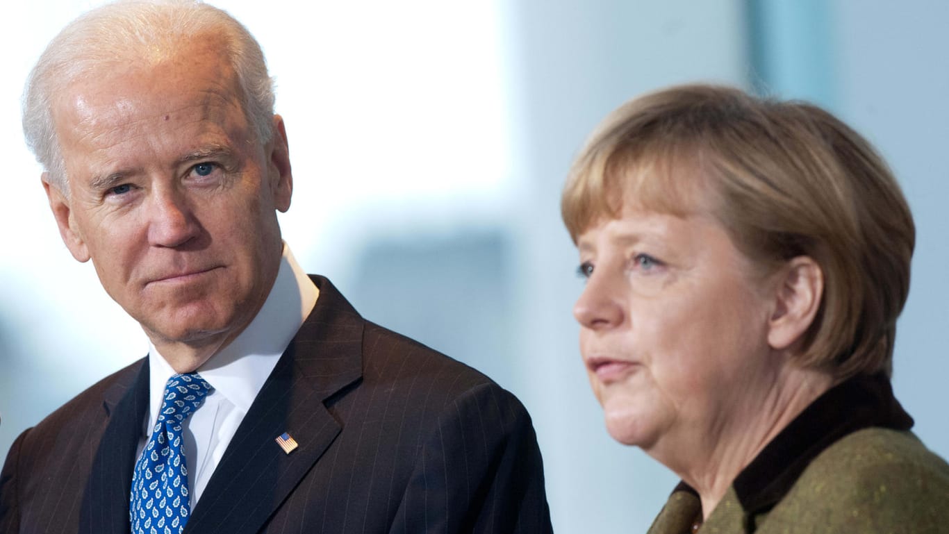 Treffen im Jahr 2013: Kanzlerin Angela Merkel (CDU) empfängt im Kanzleramt den damaligen US-Vizepräsidenten Joe Biden.
