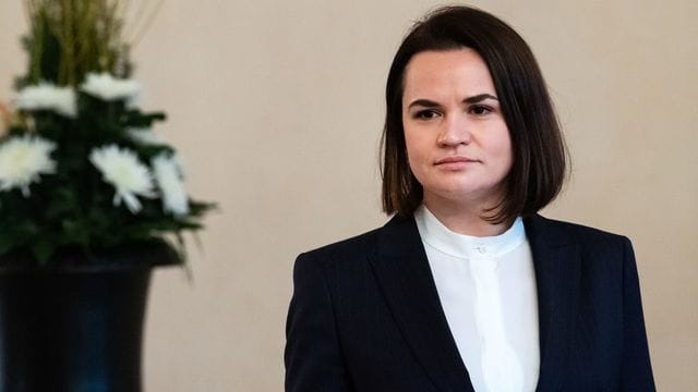 Swetlana Tichanowskaja, Oppositionspolitikerin aus Belarus, lebt im Exil in Litauen.