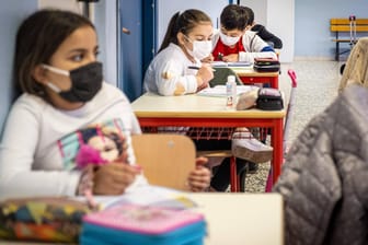 Schulkinder mit Maske: Viele Deutsche hätten sich vor den Schulöffnungen ein konkretes Konzept für die Durchführung von Coronatests gewünscht. (Archivbild)