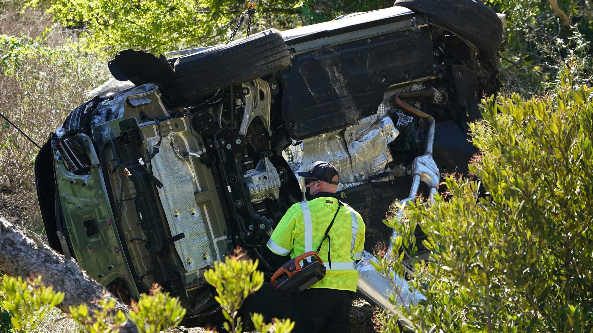 Das Auto von Tiger Woods nach dem Unfall: Es hat sich mehrfach überschlagen.