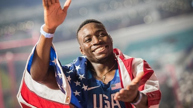 Lief die 60 Meter Hürden in 7,29 Sekunden: Grant Holloway aus den USA.