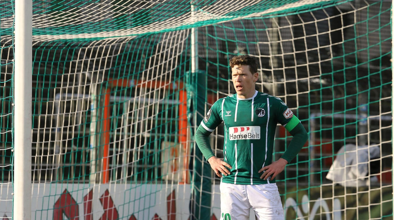 Lübecks Kapitän Florian Riedel im Spiel gegen Türkgücü München am vergangenen Samstag.