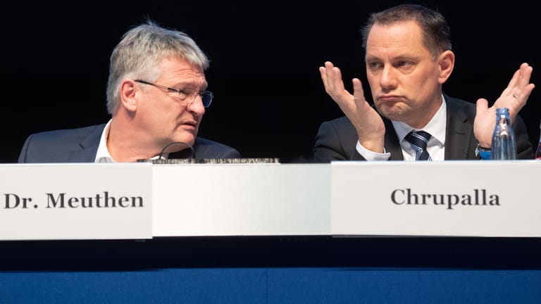 Jörg Meuthen und Tino Chrupalla beim Parteitag der AfD 2019: Der diesjährige Parteitag wird im April stattfinden.