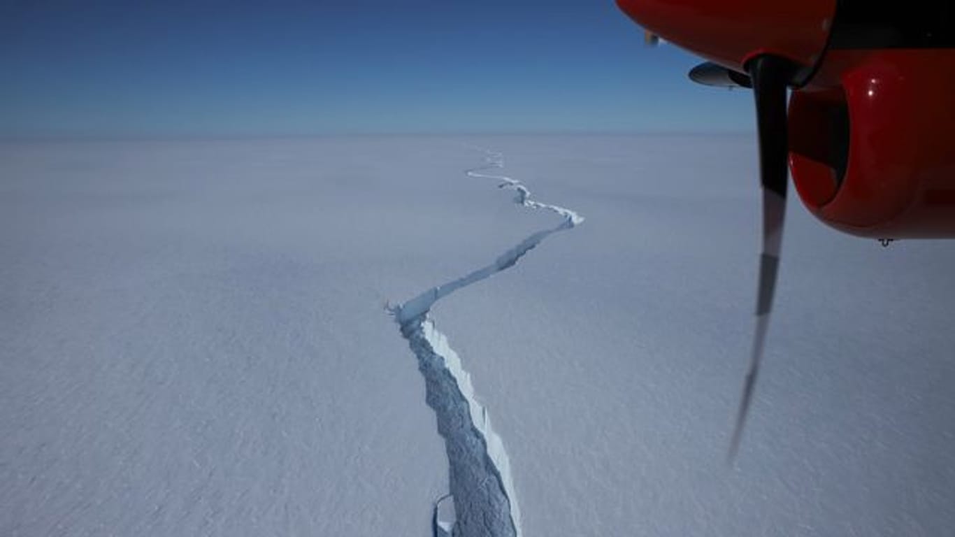 Spektakuläre Bilder aus der Eiskammer der Erde: Seit geraumer Zeit hatten Forscher in der Antarktis einen Riss im Schelfeis beobachtet - nun löste sich der Eisberg.
