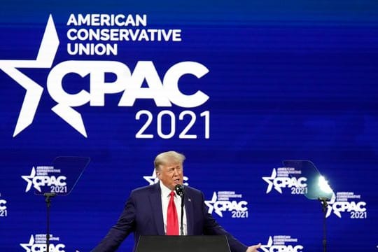 Donald Trump spricht auf der Konferenz CPAC, einer Veranstaltung konservativer Aktivisten.