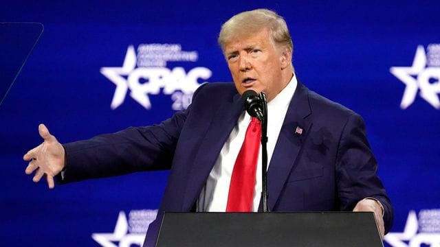 Donald Trump spricht auf der Konferenz CPAC, einer Veranstaltung konservativer Aktivisten.