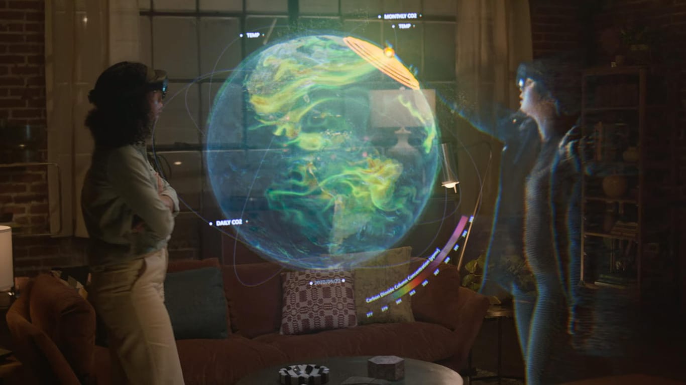 Werbevideo von Microsoft: Der Windows-Hersteller hat eine Hologram-Technologie für virtuelle Konferenzen entwickelt.