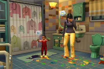 "Die Sims": Ein Spiel wie das Leben selbst – eben auch mal mit vielen bunten Kinderfarbklecksen im Bad!.