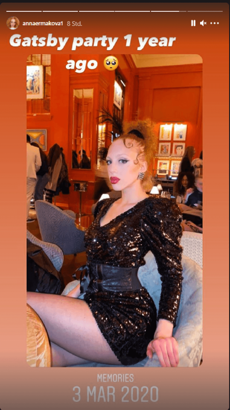 Anna Ermakova: Vor einem Jahr feierte sie eine Gatsby-Party.