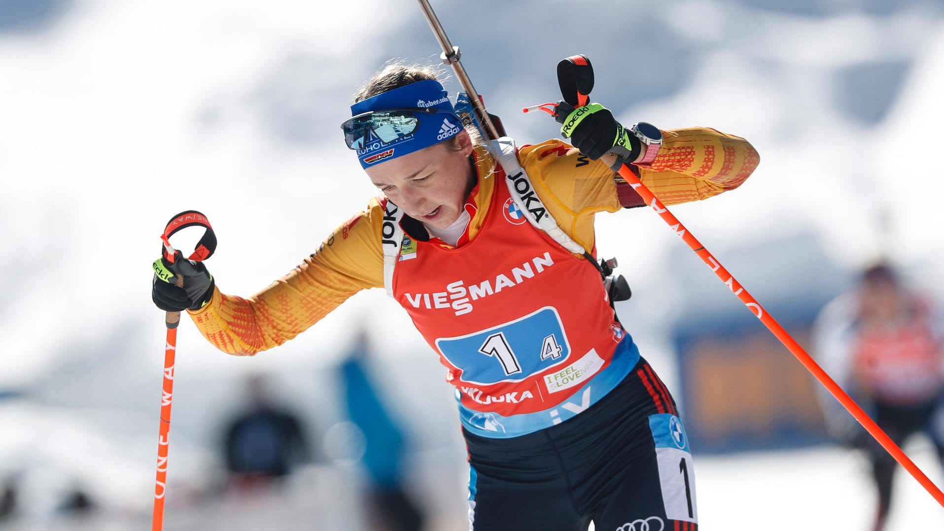 Franziska Preuss: Deutschlands beste Biathletin konnte das enttäuschende Ergebnis nicht ändern.