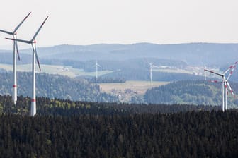 Windkraftanlagen im Schwarzwald: Der Anteil der Windkraft am Energiemix lag bei 25,6 Prozent, damit war erstmals ein erneuerbarer Energieträger auf Platz 1.