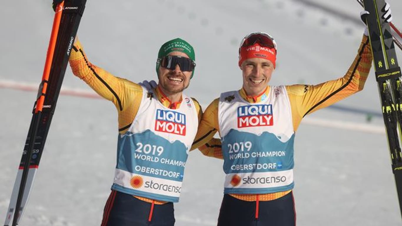 Eric Frenzel (r) und Fabian Rießle holten WM-Bronze.