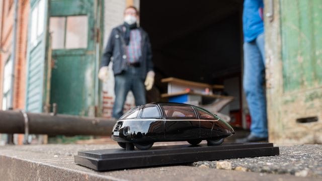 Ein Modell vom Experimentalfahrzeug Schlör-Wagen - auch bekannt als "Göttinger Ei". Ein Modell vom Experimentalfahrzeug Schlör-Wagen - auch bekannt als "Göttinger Ei".