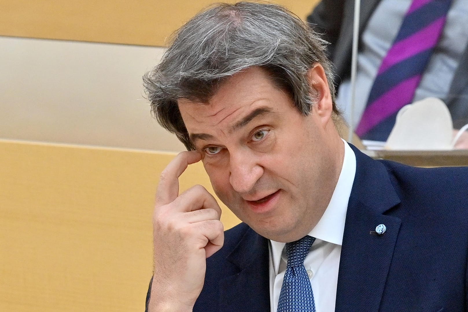 Markus Söder (CSU) spricht im Landtag: Der bayerische Ministerpräsident mahnt in der Pandemie zu vorsichtigen Lockerungen.