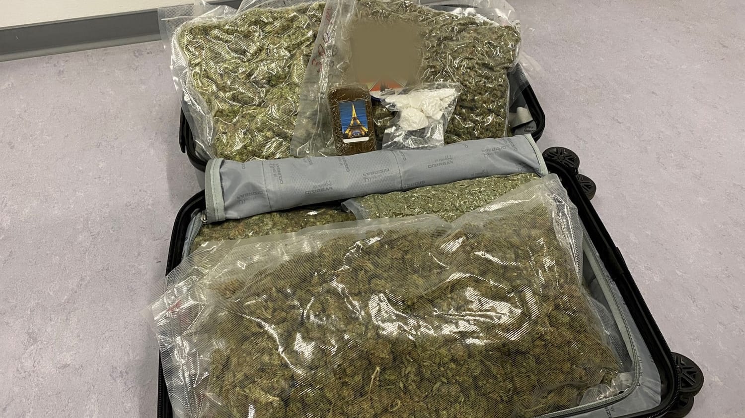 Koffer voll mit Marihuana und anderen Drogen: Der Trolley hatte für Bombenalarm in einem ICE im Bahnhof Köln/Deutz gesorgt. Koffer voll mit Marihuana und anderen Drogen: Der Trolley hatte für Bombenalarm in einem ICE im Bahnhof Köln/Deutz gesorgt.