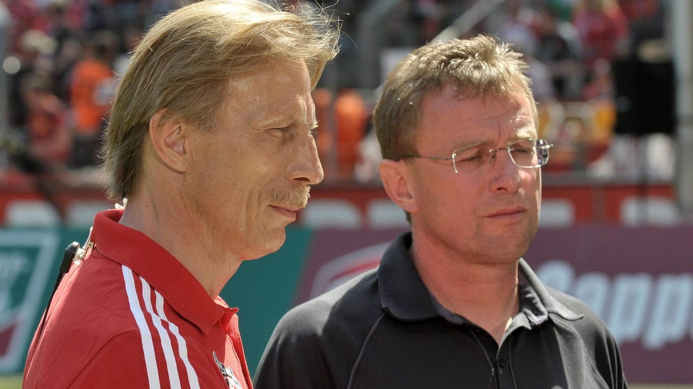Damals Trainer in der 2. Bundesliga: Kölns Christoph Daum und Hoffenheims Kollege Ralf Rangnick im Jahr 2008.