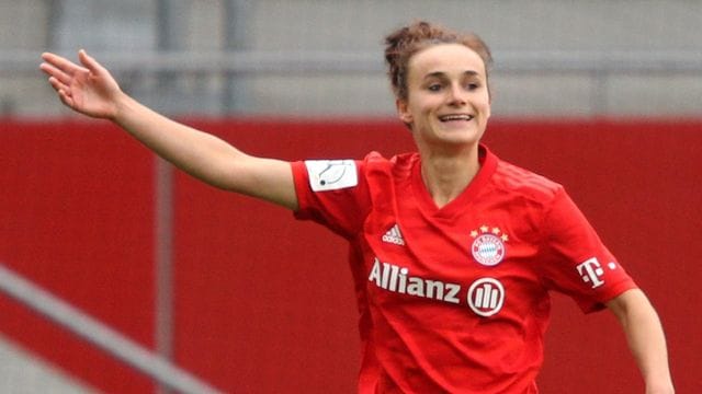 Brachte Bayerns Fußballerinnen im Rückspiel gegen Kasygurt Schymkent in Führung: Lina Magull. Brachte Bayerns Fußballerinnen im Rückspiel gegen Kasygurt Schymkent in Führung: Lina Magull.