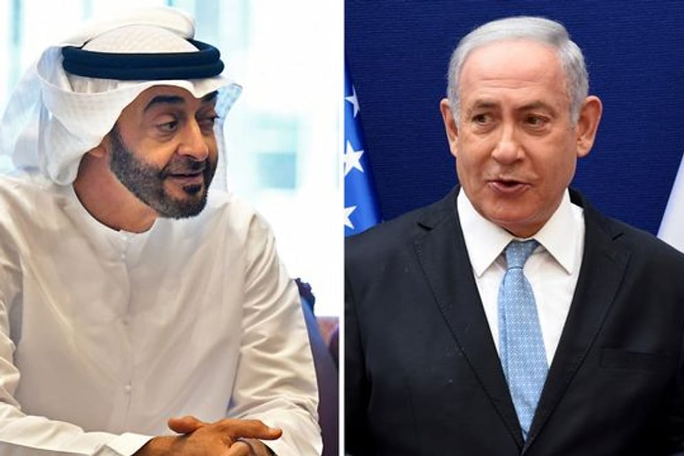 Wollen aufeinandertreffen: VAE-Kronprinz Mohammed bin Sajid al-Nahjan (l) und Israels Ministerpräsident Benjamin Netanjahu.