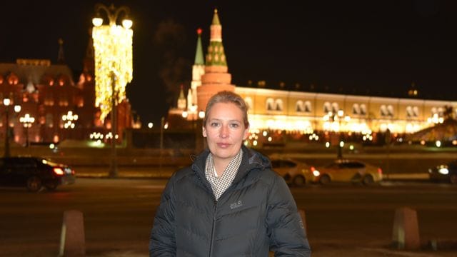 Alice Weidel in der Nähe des Kreml im Zentrum Moskaus.