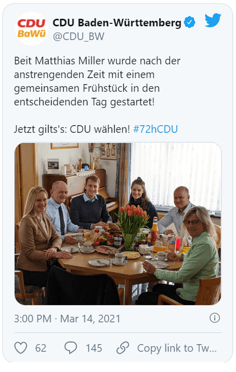 Tweet der CDU Baden-Württemberg: Das Treffen sorgte für viel Kritik.