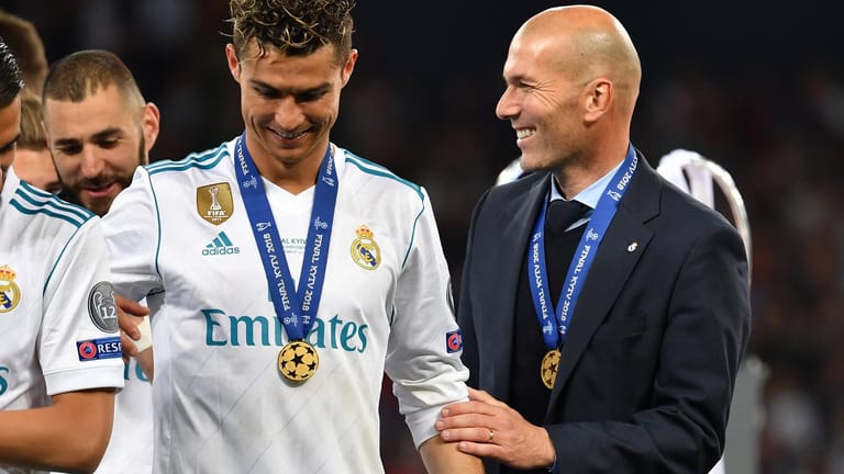 Cristiano Ronaldo und Zinedine Zidane: Zusammen gewannen beide von 2016 bis 2018 drei Mal die Champions League.