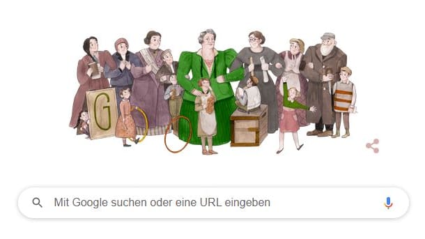 Screenshot der Google-Suche am 16. März 2021: Die Suchmaschine ehrt Sidonie Werner.