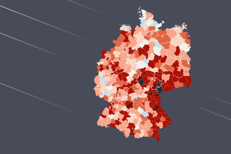Risikoradar: Diese Animation zeigt, wie viele Landkreise in Deutschland in den vergangenen Tagen die 100er-Inzidenz überschritten haben und wo die Notbremse droht.