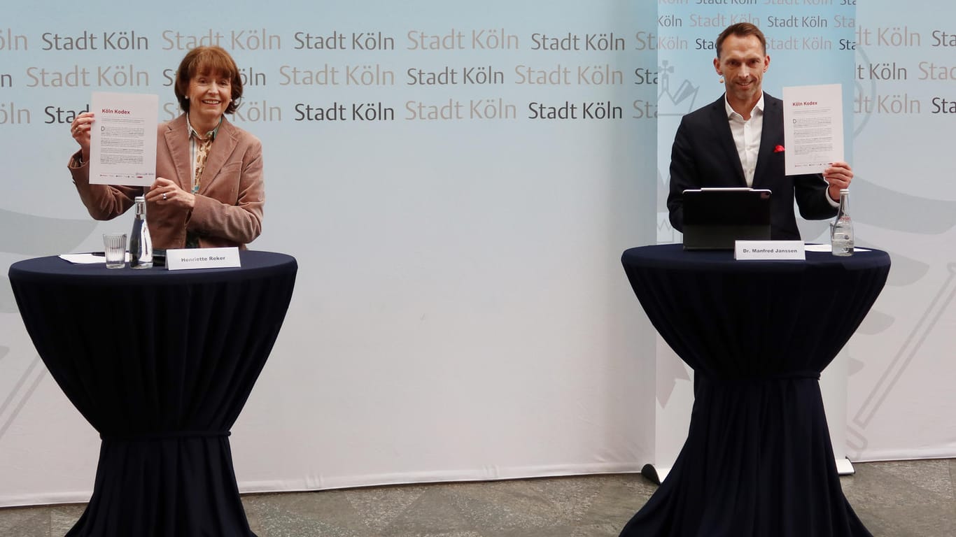 Oberbürgermeisterin Henritte Reker und Manfred Janssen, Geschäftsführer der KölnBusiness Wirtschaftsförderung: Mit dem "Köln Kodex" sollen Öffnungen reibungsloser ablaufen.