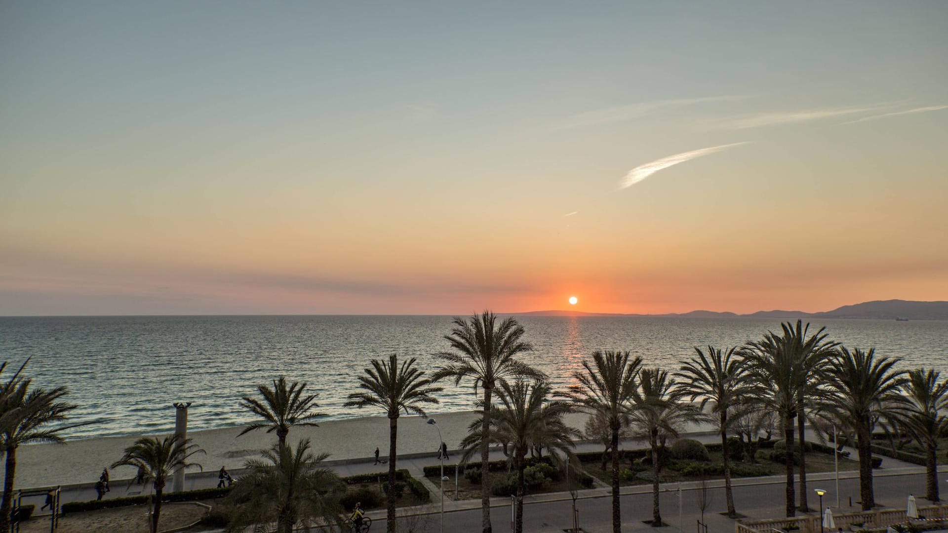 Sonnenuntergang an der Promenade von Palma de Mallorca: Nach einem Erdbeben in Algerien wurde hier und an anderen Mittelmeerinseln ein Tsunami gemessen. (Archivfoto) Sonnenuntergang an der Promenade von Palma de Mallorca: Nach einem Erdbeben in Algerien wurde hier und an anderen Mittelmeerinseln ein Tsunami gemessen. (Archivfoto)