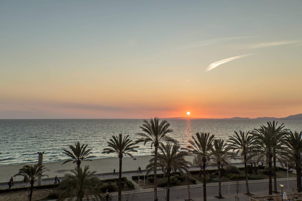 Sonnenuntergang an der Promenade von Palma de Mallorca: Nach einem Erdbeben in Algerien wurde hier und an anderen Mittelmeerinseln ein Tsunami gemessen. (Archivfoto)